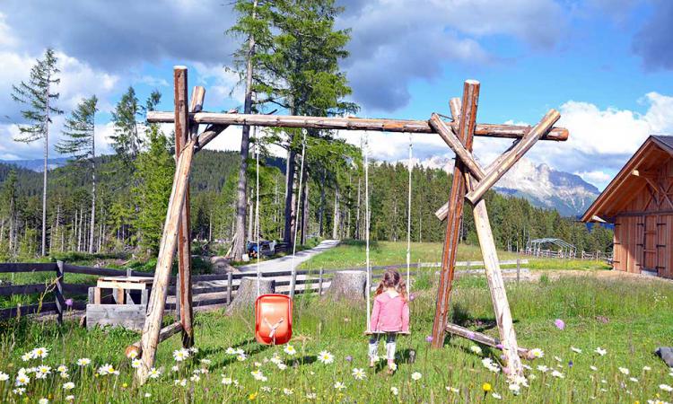 Children’s playground on the mountain farm Samer