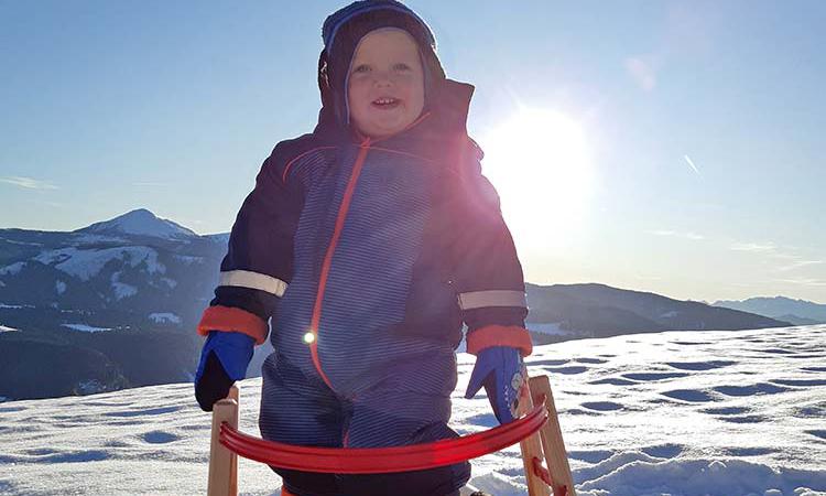 Sledging on the mountain farm Samer