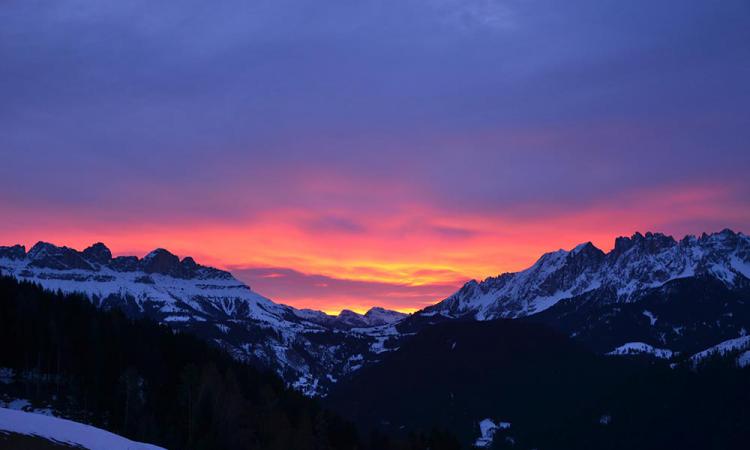 Sunrise on the mountain farm Samer