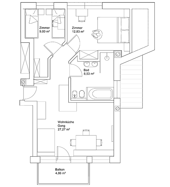 Ferienwohnung ortus - Skizze